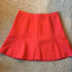 JCrew Fluted Skirt in Red, size 6
